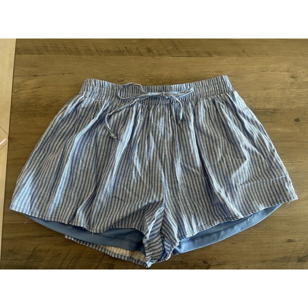 Altard State Chloe Shorts Womens Small Pull On Paperbag Blue Striped - Picture 1 of 7